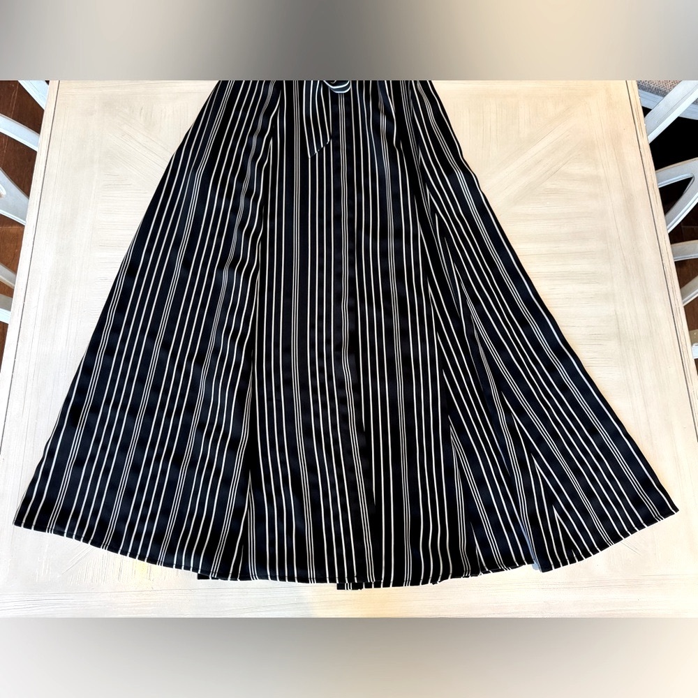 Calvin Klein Striped Black/Silver Midi Button Down Shirt Dress - Size 4 - Picture 14 of 16